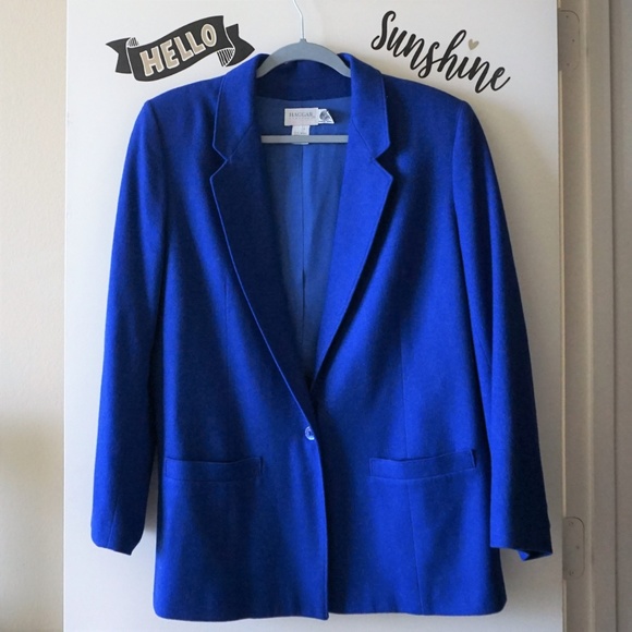 Haggar Jackets & Blazers - Vintage Bright Blue Classic Wool Office Blazer 14